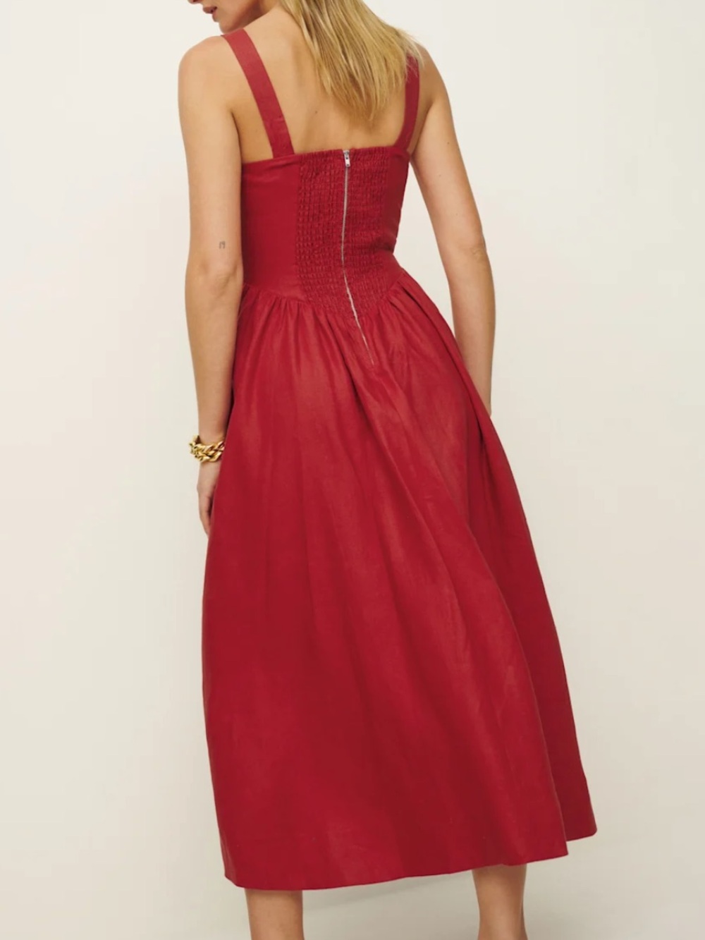 Reformation Balia Linen Dress Red - Size 2 - Picture 5 of 5